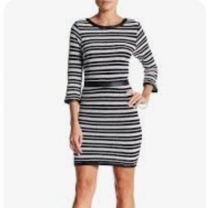 Tart Myra Striped Dress with Faux Leather Trim Size S